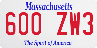 MA license plate 600ZW3