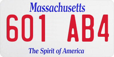 MA license plate 601AB4
