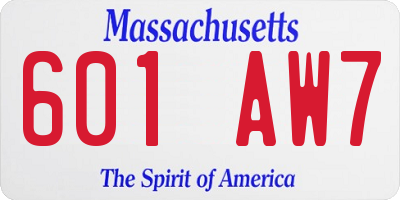 MA license plate 601AW7