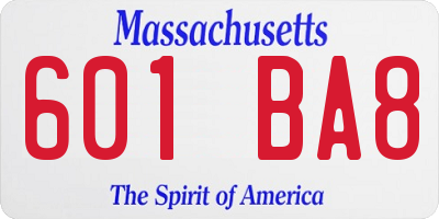 MA license plate 601BA8