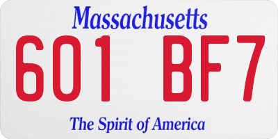 MA license plate 601BF7