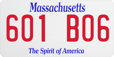 MA license plate 601BO6