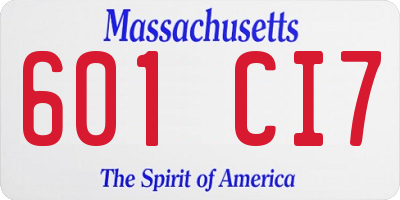 MA license plate 601CI7