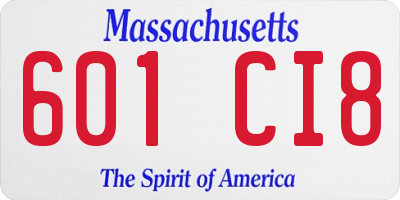 MA license plate 601CI8