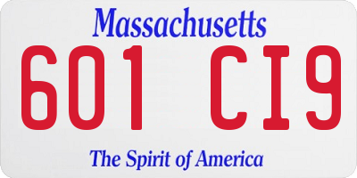 MA license plate 601CI9
