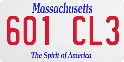 MA license plate 601CL3