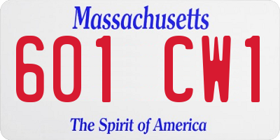 MA license plate 601CW1