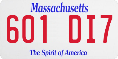 MA license plate 601DI7