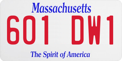 MA license plate 601DW1