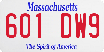 MA license plate 601DW9
