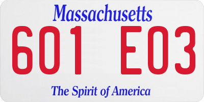 MA license plate 601EO3