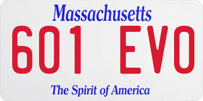 MA license plate 601EV0