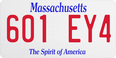 MA license plate 601EY4