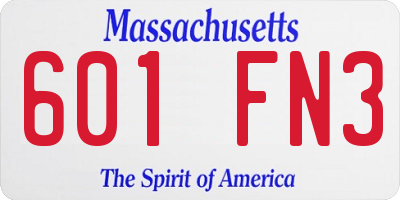 MA license plate 601FN3