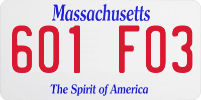 MA license plate 601FO3