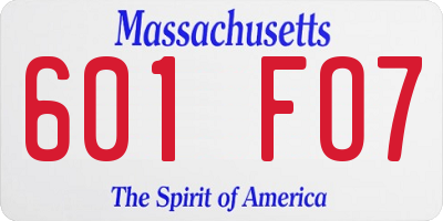 MA license plate 601FO7