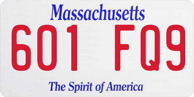 MA license plate 601FQ9