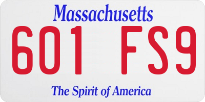 MA license plate 601FS9