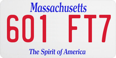 MA license plate 601FT7
