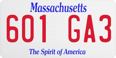 MA license plate 601GA3