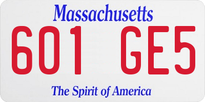 MA license plate 601GE5