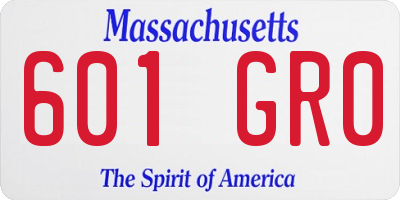 MA license plate 601GR0