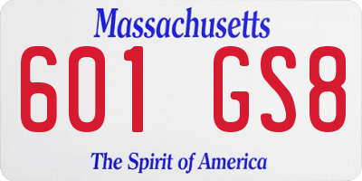 MA license plate 601GS8