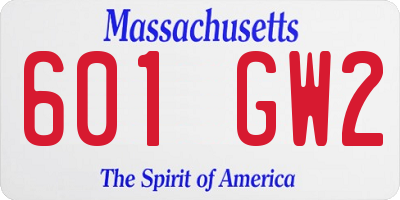 MA license plate 601GW2