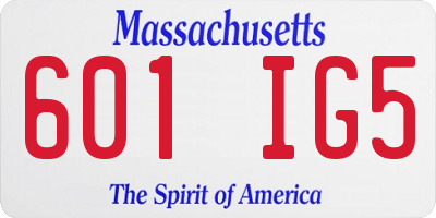 MA license plate 601IG5