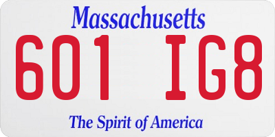 MA license plate 601IG8