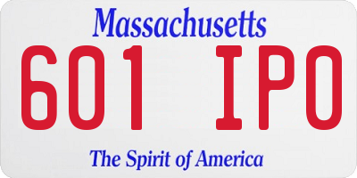 MA license plate 601IP0