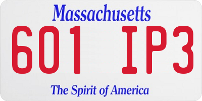 MA license plate 601IP3