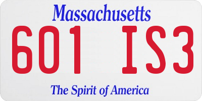 MA license plate 601IS3
