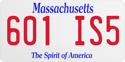 MA license plate 601IS5
