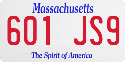 MA license plate 601JS9