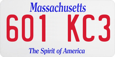 MA license plate 601KC3