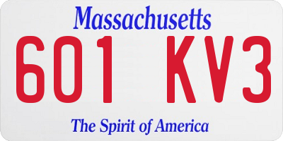 MA license plate 601KV3