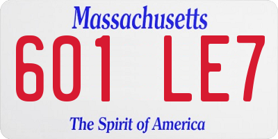 MA license plate 601LE7