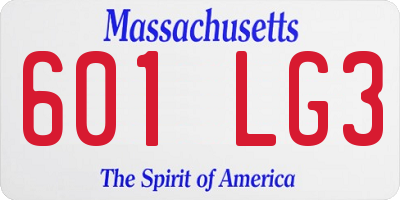 MA license plate 601LG3