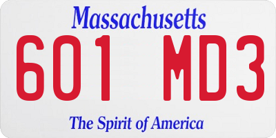 MA license plate 601MD3