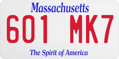 MA license plate 601MK7