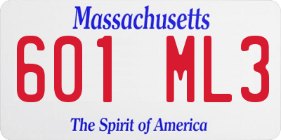 MA license plate 601ML3