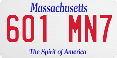 MA license plate 601MN7