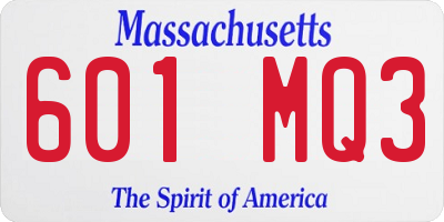 MA license plate 601MQ3