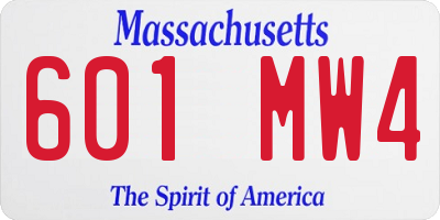 MA license plate 601MW4