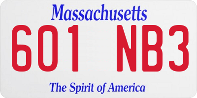 MA license plate 601NB3