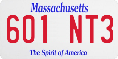 MA license plate 601NT3
