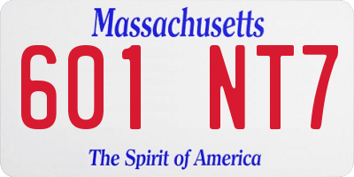 MA license plate 601NT7