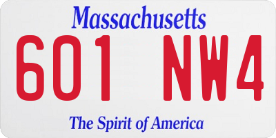 MA license plate 601NW4