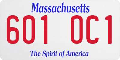 MA license plate 601OC1